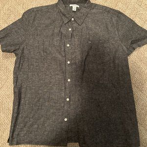 Calvin Klein Mens Shirt Grey XL Classic Fit Short Sleeve Button Up